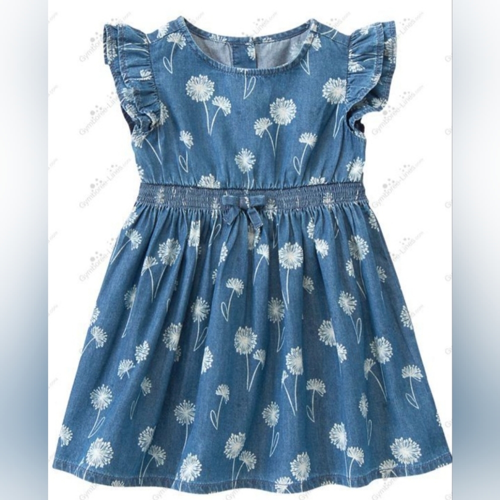 Chambray dress with dandelions